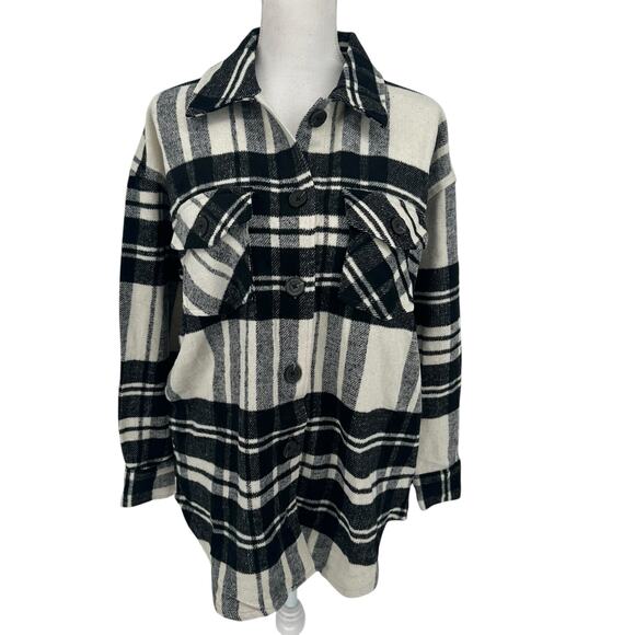 NEW Dex Clothing Black White Button Front Jacket Shacket Sz Medium - Picture 1 of 10